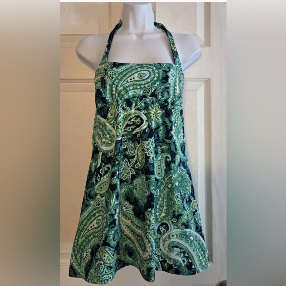 Lands' End green Paisley swim Dress